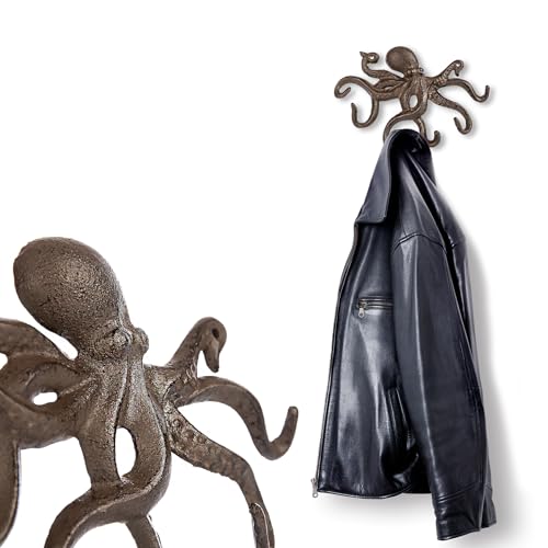 BigDean Oktopus Design Krake - Perchero (25 x 17 cm), diseño de pulpo, color negro y marrón