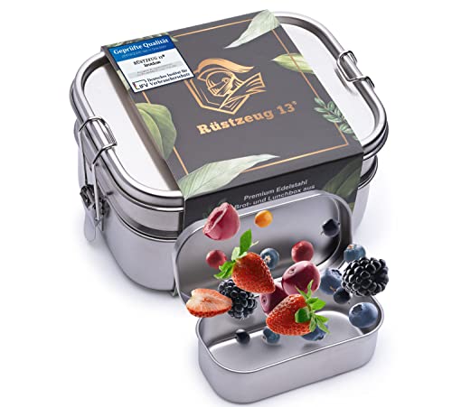 Rüstzeug 13 Premium Edelstahl Brotdose Auslaufsicher I 1600ml inkl....