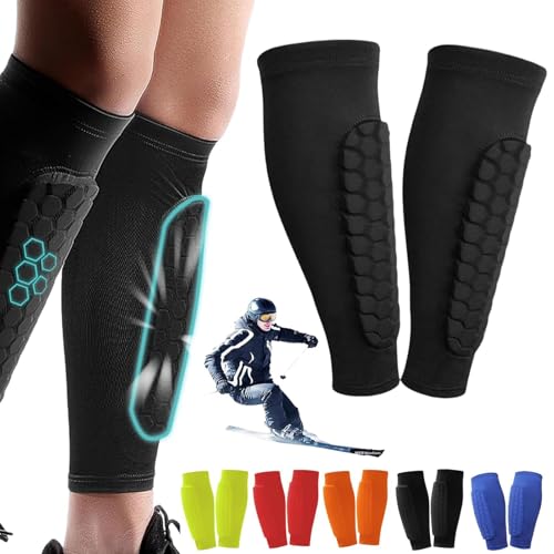 Nbzsmlkn Protectores De Espinilla Achilles, Protector De Espinilla 2.0, Protectores De Espinilla ShinDefender, Protectores De Esquí Shinbang, Protectores De Espinilla Shindefender (Negro,XL)