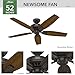 Hunter 52 inch Indoor Ceiling Fan No Light with Pull Chain - Bronze Ceiling Fan without Light, Standard Mount, 5 Blades, For Bedroom, Living Room, or Kitchen, Quiet - Newsome 53320, Premier Bronze