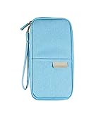 JAVOedge Blue Long Zippered Passport and Travel Document Organizer, Front Pocket, Wristlet
