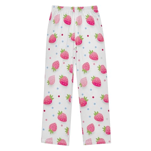 Strawberry Fruit Long Pajama Pants Elastic Waist PJ Bottoms with Pockets S A1103522