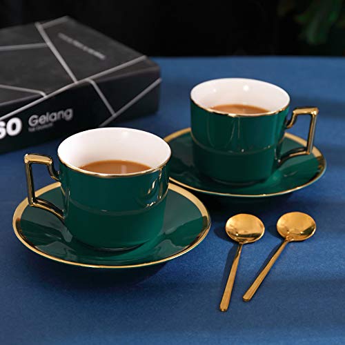 Tazze da caffè Ceramica Verde Tazza E Piattino Creativi Porcellana Semplici Set da tè Tazze da caffè da Camera Tazas para Cafe Stoviglie per Il tè
