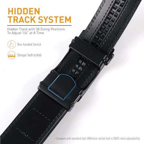 Mens Belt Leather Ratchet Belt For Men Dress and Casual with Adjustable Buckle 1 3/8"(35mm),Trim to Fit3