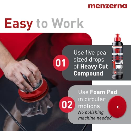 Image of menzerna Deep Scratch Remover Kit I Car polishing Set with Menzerna Heavy Cut 1000 (8oz) and 6 Inch Polishing Pad I Deep Scratch Remover Kit for All Types of Vehicles