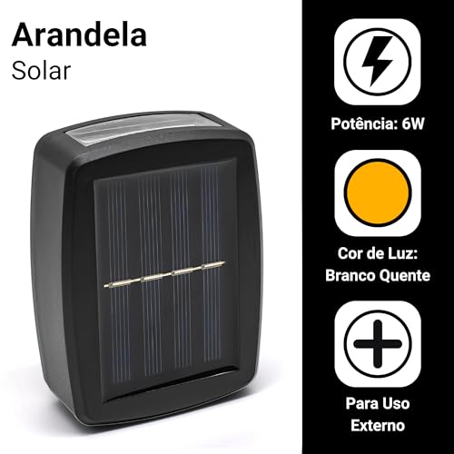 Kit 6 Arandela Solar Slim 2 Focos Luminária Parede Luz Quente