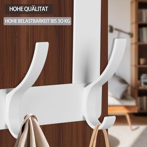 Türhaken zum Einhängen, Kleiderhaken Handtuchhalter Tür, Türgarderobe zum Einhängen,Türhaken Innenseite von Kleidung, Hüten，Handtüchern und Taschen (Weiß)