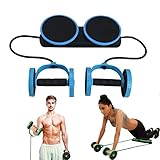 Yonphy - Rullo per addominali a casa, corda di trazione, doppia rotella, per allenamento fitness,...