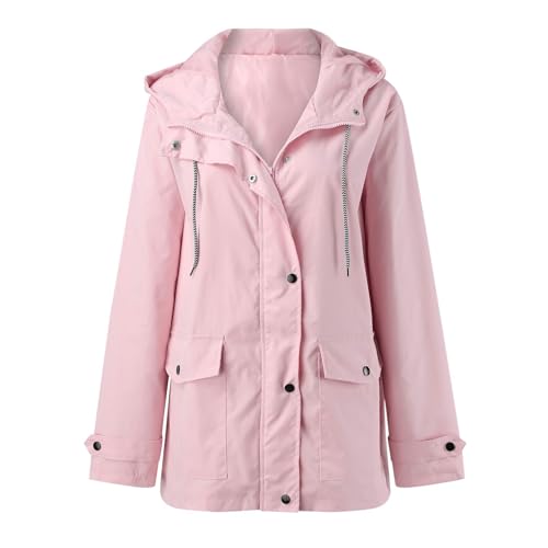 Sudadera con capucha para mujer impermeable y chaqueta con cremallera sólida para lluvia ligera