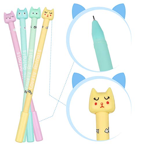 Zonon 4 Pieces Milk Bottle Style Correction Tape Writing Correction Tape Eraser And 4 Pieces Cute Cartoon Cat Pens Black Writing Gel Ink Pen For Kids Students, School Stationery Office Supplies #TOP3