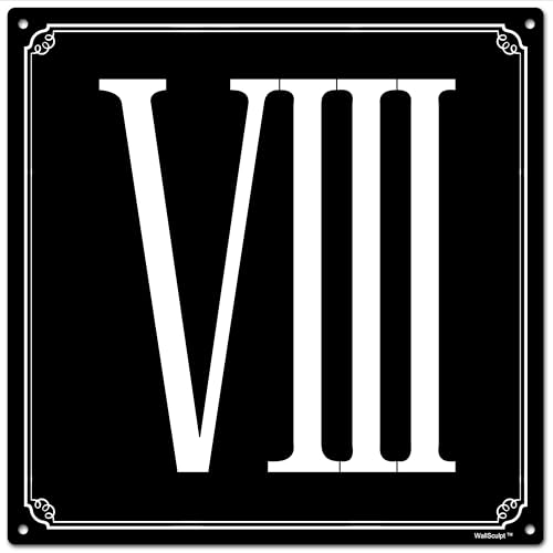 12x12" Durable Aluminum Roman Numerals 8 Signage - Easy to Install Home Décor & Office Number Plates - Weather-Resistant Metallic Tags
