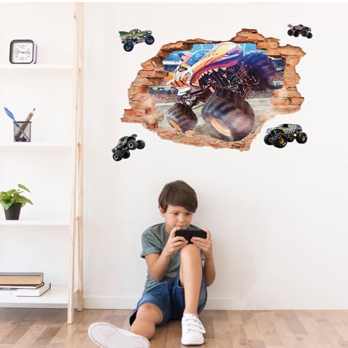 Vinilo decorativo infantil 3D Monster Truck removible miniatura 3