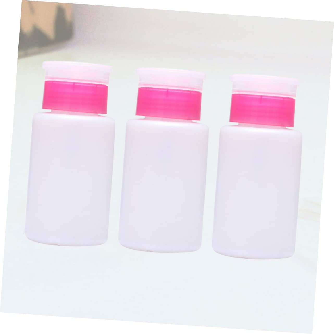 3pcs Lockable Nail Polish Remover Bottle Plastic Liquid Press Pumping Bottle Fingernail Polish Remover Pump Nail Cleaner