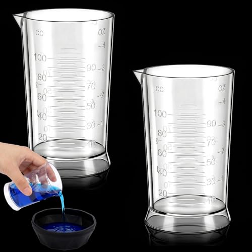 2 Pcs Hair Dye Measuring Cups, 4 oz Transparent Plastic Beaker with Graduated Scale, Easy Read Color Mixing Tools for Salon and Home DIY