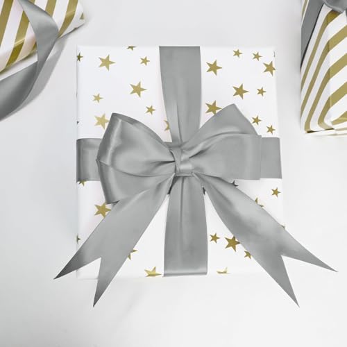 Image of Silver Satin Ribbon1-1 /2 Inch X 25 Yards Silver Ribbon for Gift Package Wrapping Wreath Baby Shower and Other Projects