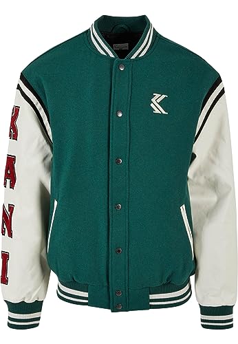 Karl Kani Herren KM223-075-1 OG College Jacket Dark Green/Off White, XL