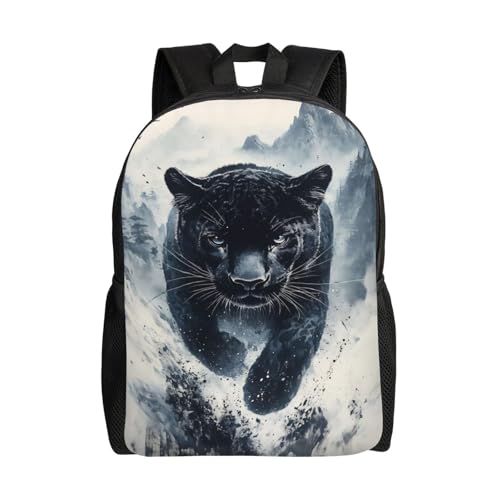 Lightweight Backpack Black Panther Mountain 16Inch Waterproof Backpack Gym Casual Daypack for Women Men Gift