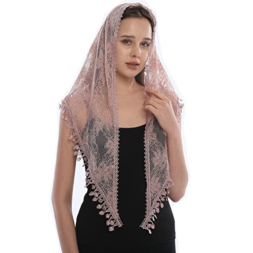 LMVERNA Lace Veil Triangle Mantilla Church Head Covering Latin Scarf for Mass Wedding Bridesmaids3