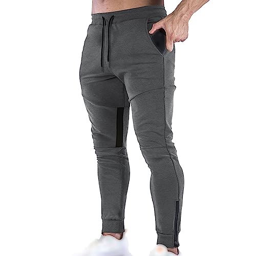 Jogging homme coupe ajustée avec chevilles zippées pour entraînement de gym
