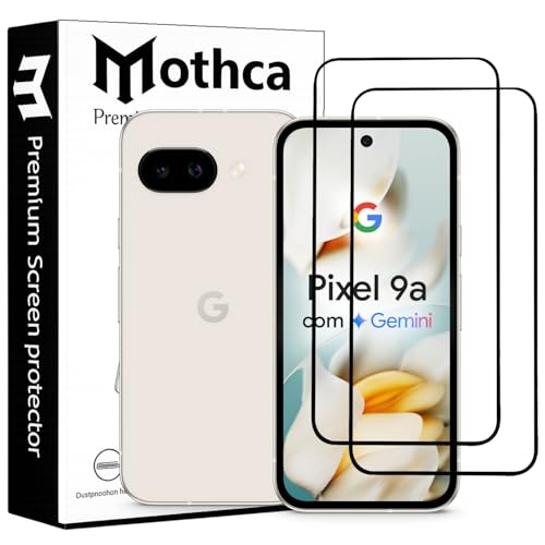 Image of Mothca Military-Grade Gorilla Tempered Glass Screen Protector for Google Pixel 9A | Black | Pack of 2 | Edge-to-Edge Coverage | Scratch Resistant | Easy Installation Kit