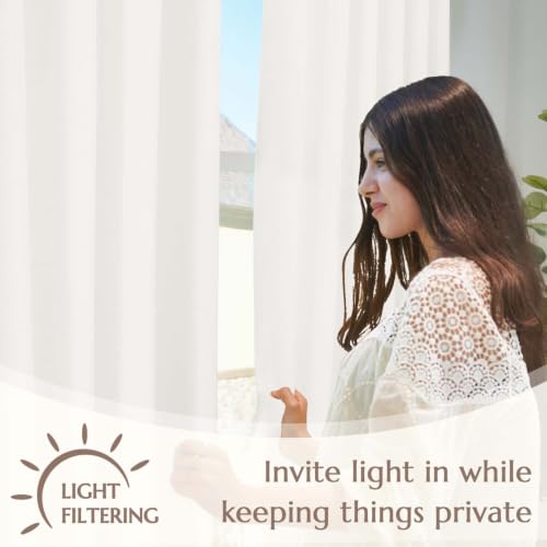 Image of jinchan Lined Linen Curtains Extra Wide Back Tab 100x90 Inch 1 Panel White