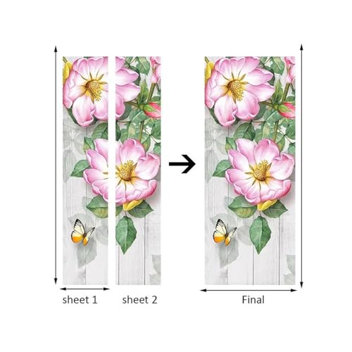 Autocollant de porte 3D fleur florale pastorale papier peint 77x200cm