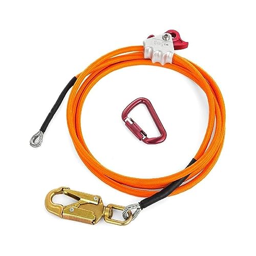 Kit de cordón con núcleo de acero seguro con ajustador Flipline confiable y gancho de seguridad giratorio adecuado for escalar árboles y escaladores,Ahorre Tiempo(3M,12mm)