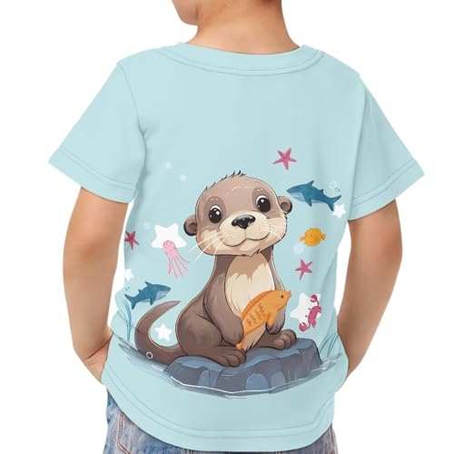 Image of JEOCODY Boys Girls Graphic Tees Funny 3D Printed Short Sleeve T-Shirts 3-16T
