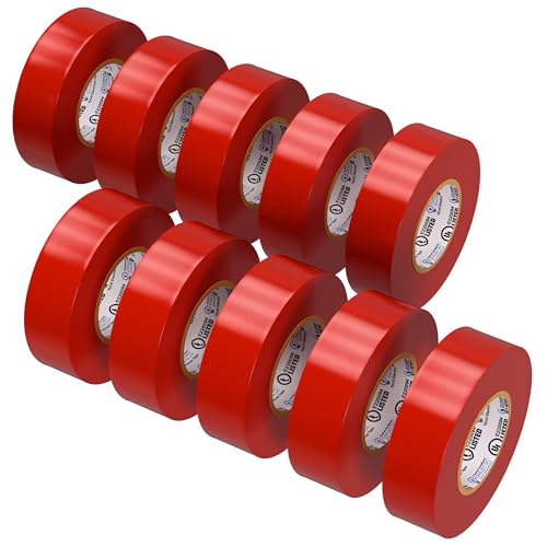 OHLECTRIC Professional Grade Vinyl Electrical Tape (10 Pack) Red - 7 Mil Thick Flame-Retardant, Heat & Weather Resistant 3/4 Inch x 60 Feet | Ideal for Contractors & Electricians by OHLECTRIC - Used condition - US$16.71