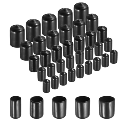 Tapas protectoras de goma negras en 5 tamaños para roscas de tornillo, pack de 100 2