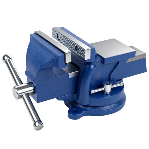 HYCHIKA Étau d'établi 100 mm 4 Inch, Etaux Pivotant à 360°, Etau de Table en Fonte, Mâchoires en Acier, Convient pour le Ponçage, le Perçage et le...