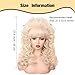 FantaLook 80s Long Curly Vintage Cosplay Wig with Bang for Women 60 70s Queen Costume for Halloween Party (Blonde)