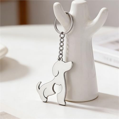 Porte-clés de voiture en acier inoxydable pendentif chien bijoux taille métal sac à dos - 2