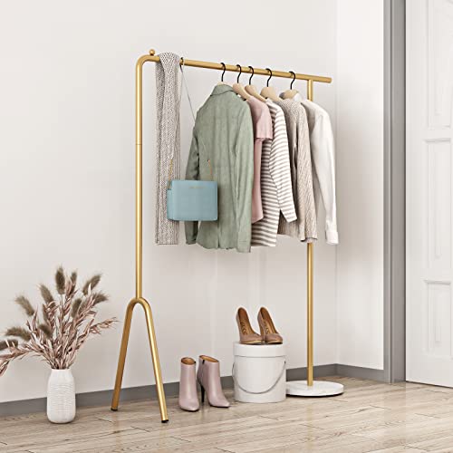 Smlttel Gold Clothes Rack Heavy Duty, Modern Black Gold Clothing Rack For Boutique Display, Gold Garment Rack For Hanging Clothes,Wardrobe Closet Hanger Rack Storage,Industrial Pipe Clothes Rack, Gold #TOP1