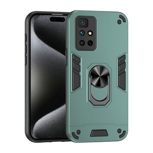 Compatible with Xiaomi Poco M4 Pro 4G Phone Case Series Rugged, Shockproof Protective Cover with Built-in Metal Ring Stand, Compatible with Magnetic Car Mount- Green