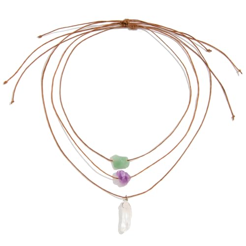 Collier avec support en verre naturel, le pendentif bohème idéal à offrir pour l'été