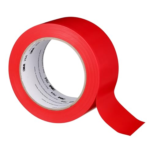 Image of 3M Vinyl Tape 764, General Purpose, 2 in x 36 yd, Red, 1 Roll, Light Traffic Floor Marking Tape, Social Distancing, Color Coding, Safety, Bundling