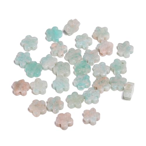 Songxi 60pcs 6mm Amazonite Plum Blossom Natural Stone Beads for Jewelry Making, Smooth Loose Flower Shape Gemstone Beads for Bracelets Necklace Earrings Making Supplies ﻿