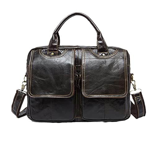 Mallette ordinateur homme cuir véritable Deepcoffee pour le bureau