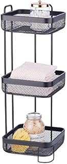 mDesign Practical Bathroom Storage  Large Bathroom Accessory with 3 Baskets  Elegant Bathroom Shelves Made of Rust-Resistant Metal for Shampoo, Soap or Towels  Black