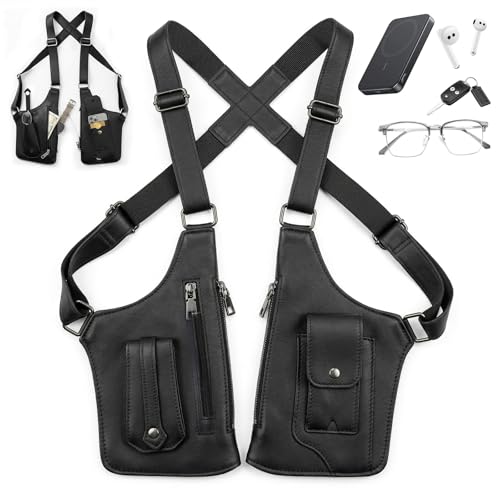 Heritage Leather Shoulder Bag Classic Vintage Shoulder Bag 2026 New Leather Double Shoulder Armpit Bag for Men Anti-Theft Hidden Adjustable Strap Holste Slim Undercover for Travel & Everyday Use