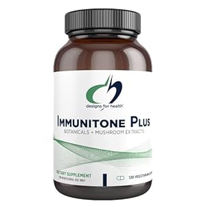 Designs for Health Herbal Immune Support with Mushrooms, Echinacea, Green Tea, Astragalus + Elderberry – Immunitone Plus Pills – Non-GMO Supplement (120 Capsules)