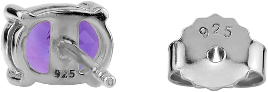 Silvershake 7X5mm Oval Shape Birthstone Gemstone White Gold Plated or Yellow Gold Plated 925 Sterling Silver Business Attire Stud Earrings Jewelry for Women - Image 5