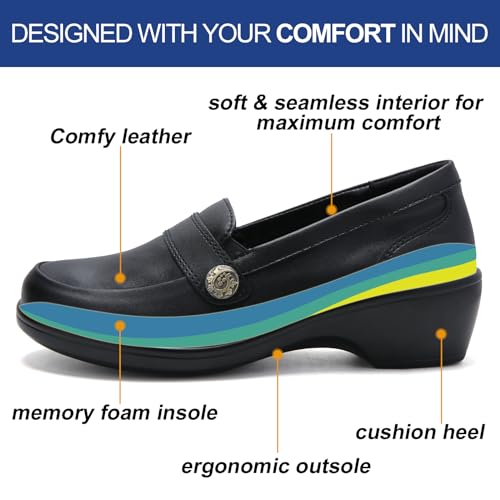 Image of UZB Orthopedic Loafers for Women Dress Shoes Low Heel Slip On Shoes Business Casual Work Office Dressy Shoes