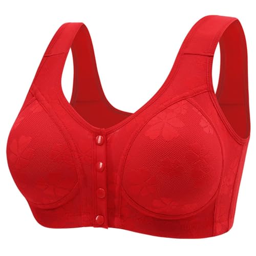 Generisch Sujetador para mujer con cierre frontal y cierre cómodo, sujetador para el día a día, tallas grandes, sin cables, conjunto de yoga, ropa de mujer, rojo, S