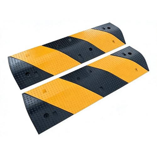 2 Pack Rubber Curb Ramp 40 Inch Long, Heavy Duty Driveway Ramp - 33069 Lbs Load Capacity with Reflective Strips, Non-Slip for Vehicles, RVs, Wheelchai