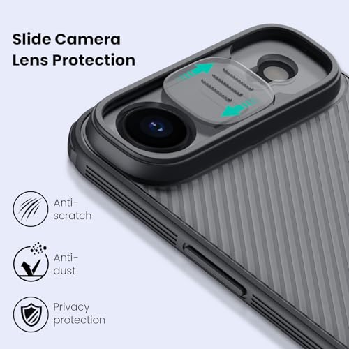 Image of Nillkin for iPhone Air Case with Slide Camera Cover, Thin Slim Fit, Shockproof Protective, Protector Privacy, Phone Case iPhone Air Camera Lens Protector 6.5 inch, Transparent Black
