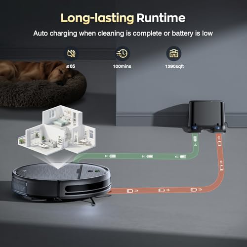 Image of Robot Vacuum and Mop Combo, 2300Pa Strong Suction, 2-in-1 Dust Box and Water Tank, Works with Alexa /Google Assistant, Long Runtime, Schedule, Quiet, Ideal for Hard Floors, Low-Pile Carpets and Pets