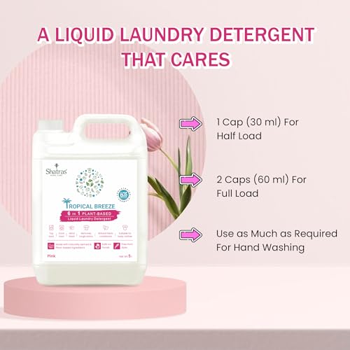 Image of Shatras Pink Lily Liquid Detergent 5 Litre - Concentrated Laundry Liquid for Fabric Care, Suitable for Top-Load & Front-Load Washing Machines and Hand Wash