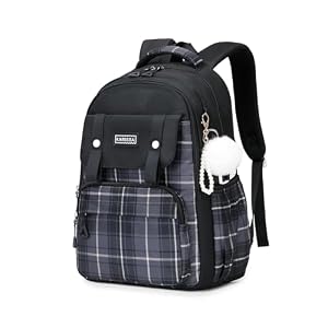 Sisipoet Rucksack Mädchen Wasserdicht Karogewebe für Kinder 9-16 Jahre, 22L